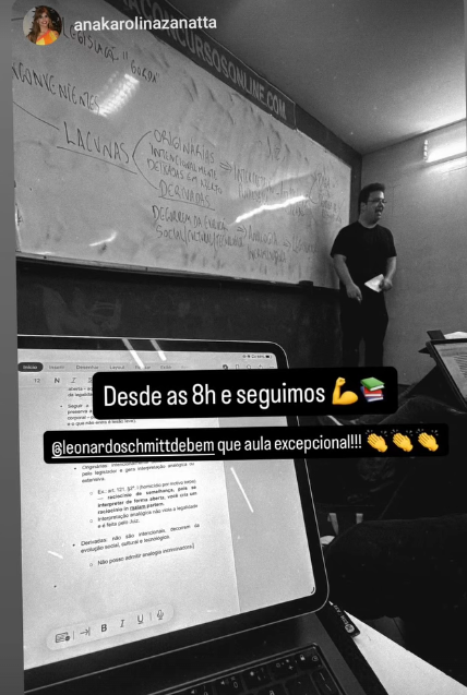 Depoimento de aluno sobre o curso presencial de Direito Penal