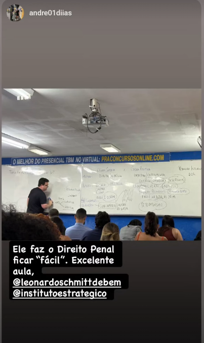Depoimento de aluno sobre o curso presencial de Direito Penal